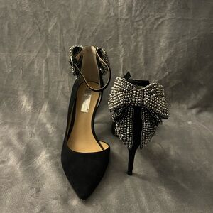 INC International Concepts Black Heels with Embellished Bow
